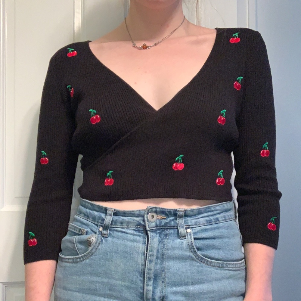 Forever 21 embroidered cherry sweater